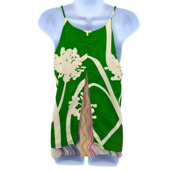 Anthropologie Porridge Blouse Womens Medium Green Floral Top Boho Preppy Flowy - Picture 2 of 8